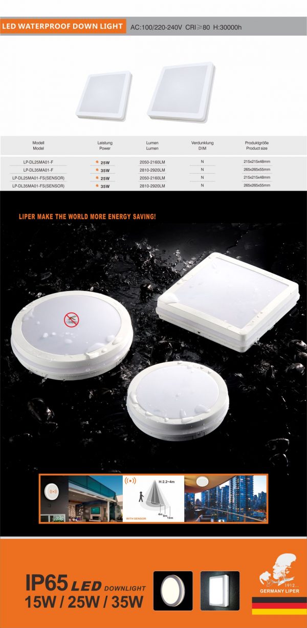 MA Series IP65 mặt tròn (LED DOWLIGHT) ((LED CEILING LIGHT)