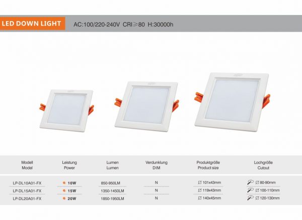 AX Series mặt vuông (LED DOWLIGHT)